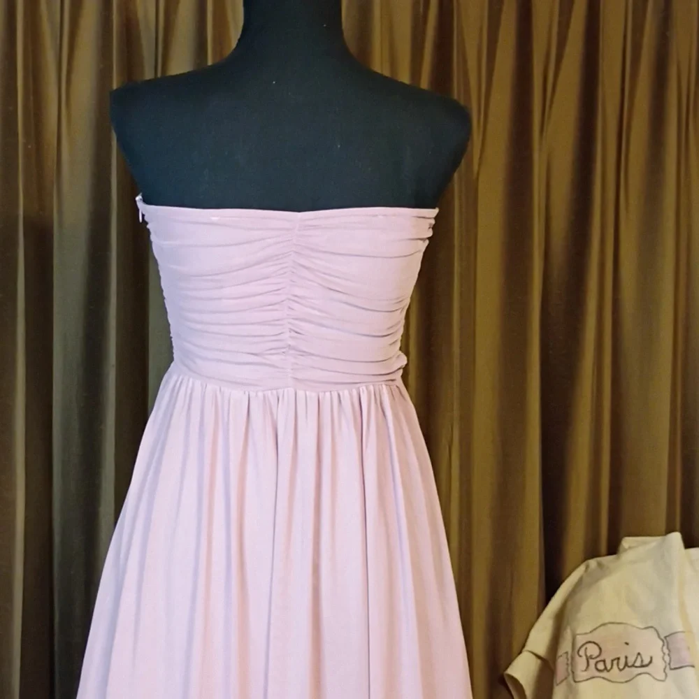 Strapless Ruched Maxi Dress in Soft Pink - Picture 5 of 14